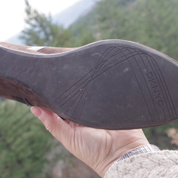 Brown Suede Wedge Ladies Shoes By DKNC - Picture 4 of 5